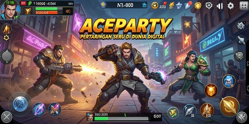Tampilan gameplay ACEPARTY yang mendebarkan saat pertarungan berlangsung.