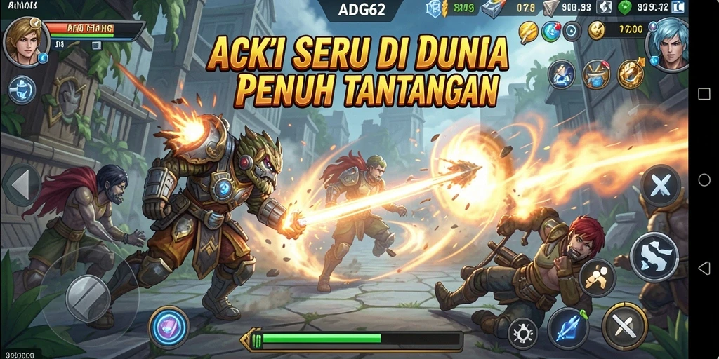 Screenshot dari gameplay ADG62 menampilkan aksi mendebarkan di berbagai level.