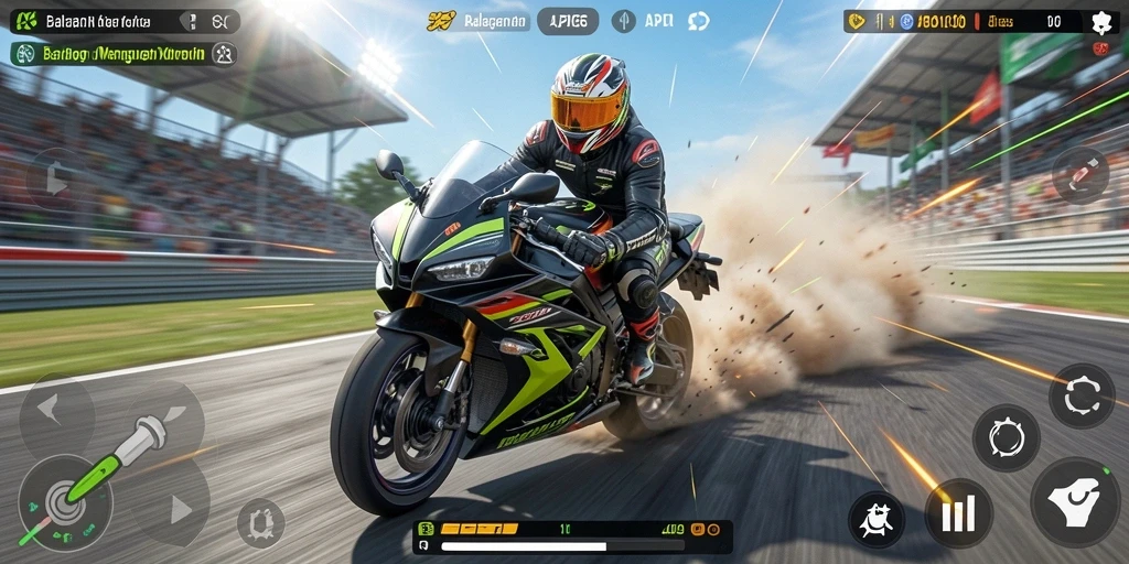 Screenshot API66 menampilkan aksi balapan motor yang mendebarkan di trek menantang.