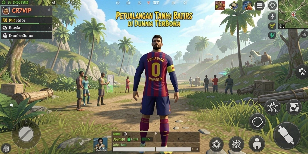 Tampilan gameplay CR7VIP yang menampilkan petualangan di dunia terbuka.