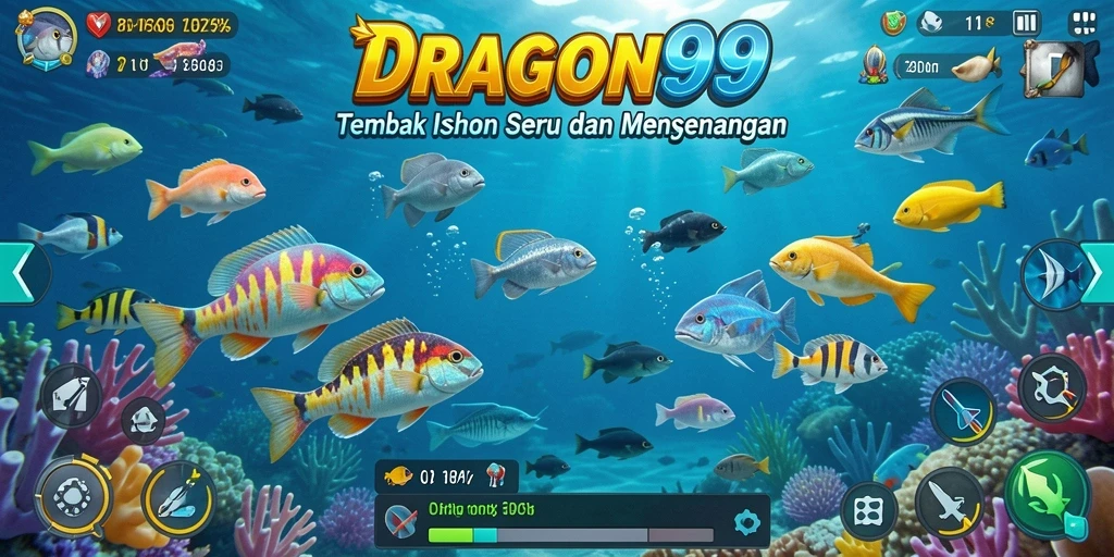 Tampilan gameplay Tembak Ikan yang mengasyikkan di DRAGON99.