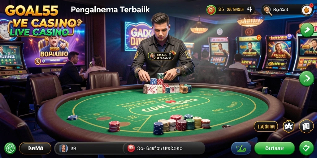 Tampilan gameplay Live Casino yang mengasyikkan dan interaktif di GOAL55.