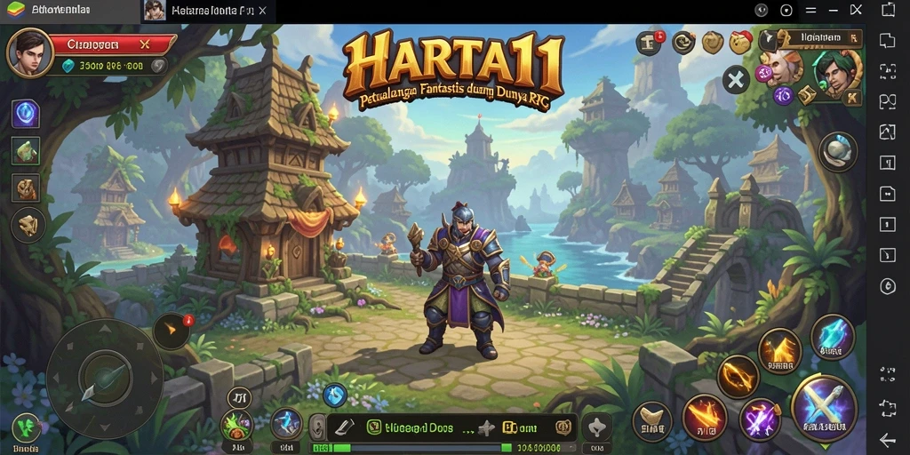 Screenshot permainan HARTA11 menunjukkan pertarungan seru dan petualangan RPG.