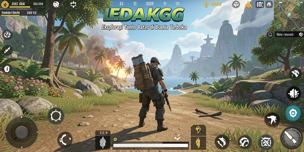Tampilan gameplay <strong>LEDAKGG</strong> yang penuh petualangan di dunia terbuka.