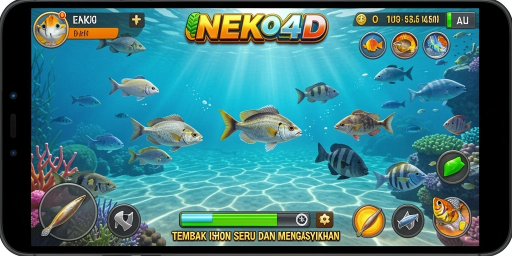 Screenshot NEKO4D menampilkan aksi menangkap ikan yang mendebarkan.
