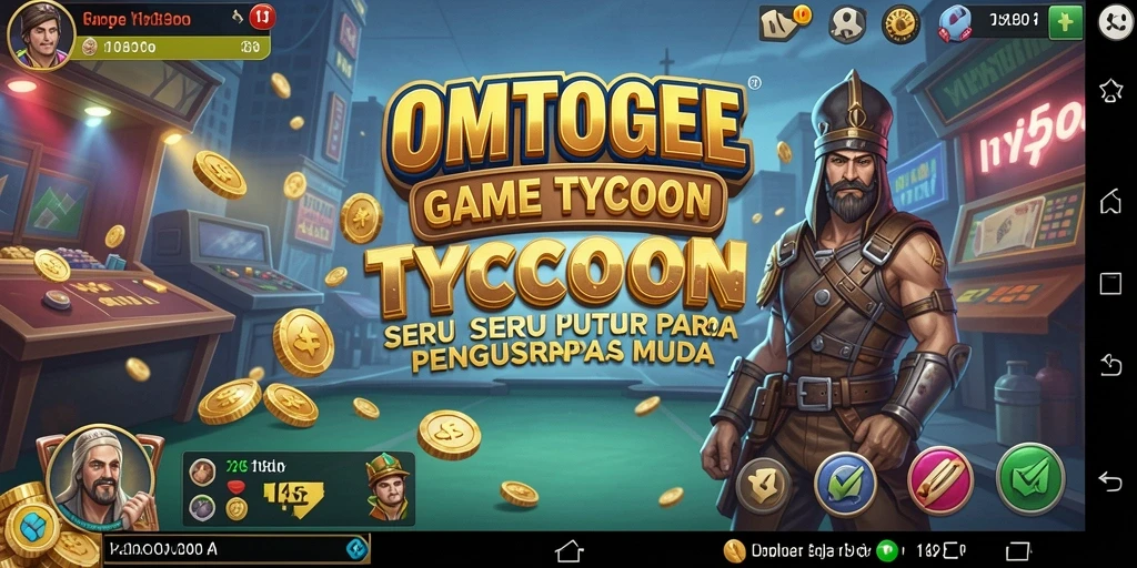 Screenshot gameplay OMTOGEL yang menunjukkan manajemen bisnis yang seru.