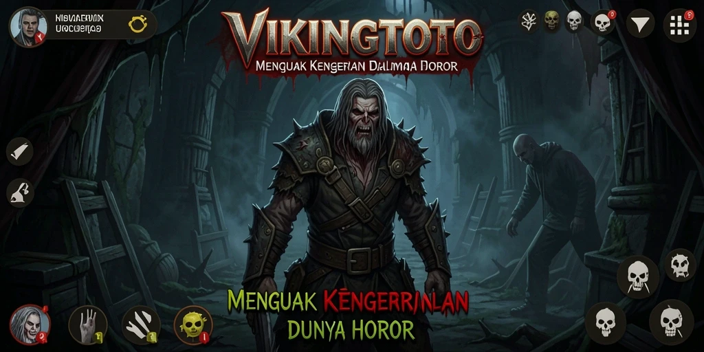 Screenshot utama VIKINGTOTO menampilkan suasana horor yang mencekam dan gameplay yang intens.