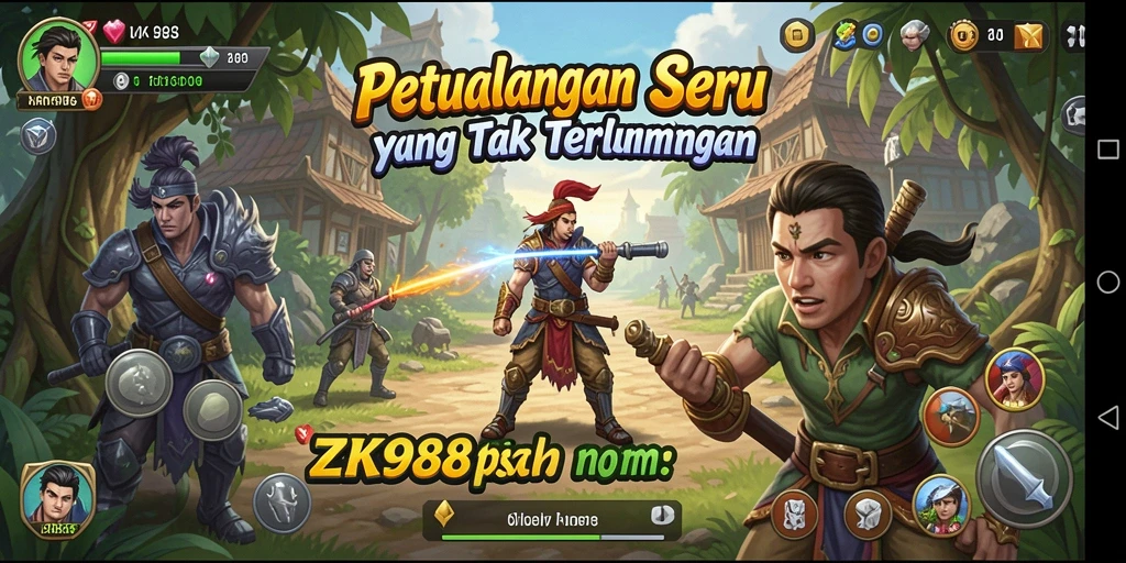 Screenshot gameplay ZK988 menampilkan petualangan yang mendebarkan dan penuh warna.